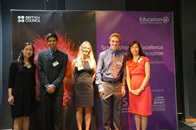 Representatives from the Office of Academic Links witnessed the students’ joy at the award ceremony held on 28 September at the British Council Hong Kong.  (From right to left: Ms. Shally Fan, Director of Academic Links; Mr. Joseph Richard Ogle; Ms. Jessica Ellen Yeandle; Mr. Raiyan Abdullah Azmi; Ms. Myra Lau, Programme Manager, Office of Academic Links)